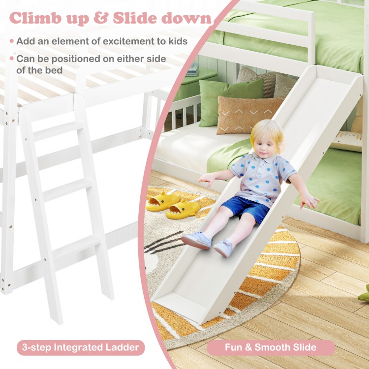 Twin Over Twin House Bunk Bed with Slide and Ladder