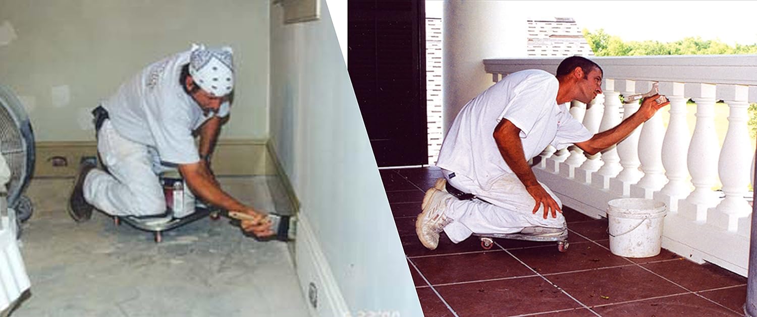 RAC-A-TAC Rolling Knee Pads with 3    Casters & Chest Support, Black  C Lightweight Aluminum Frame, Tool Tray Included