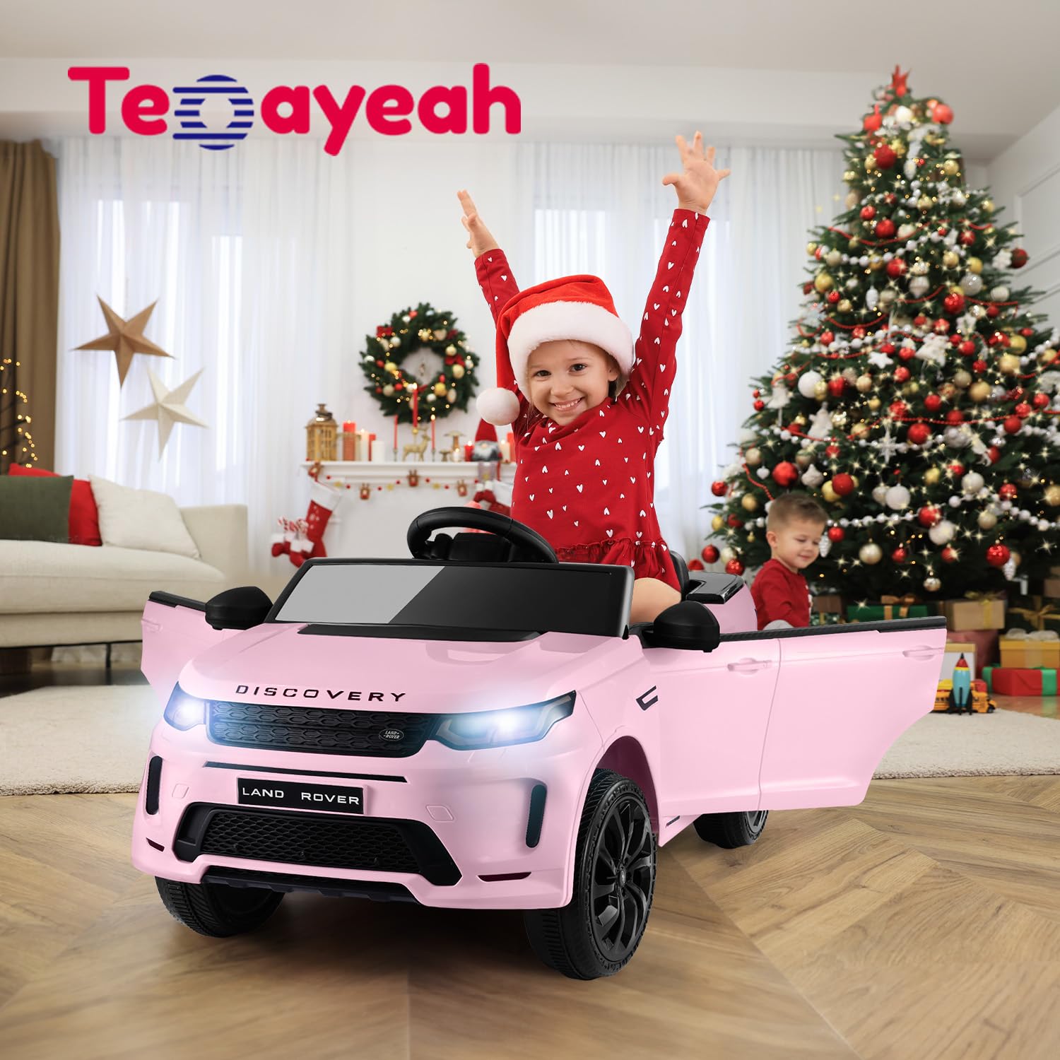 TEOAYEAH Land Rover Licensed Kids Electric Ride-On Car with Lithium Battery, Music & Remote Control