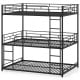 Metal Triple Bunk Bed with Safety Guardrails and 2 Ladders