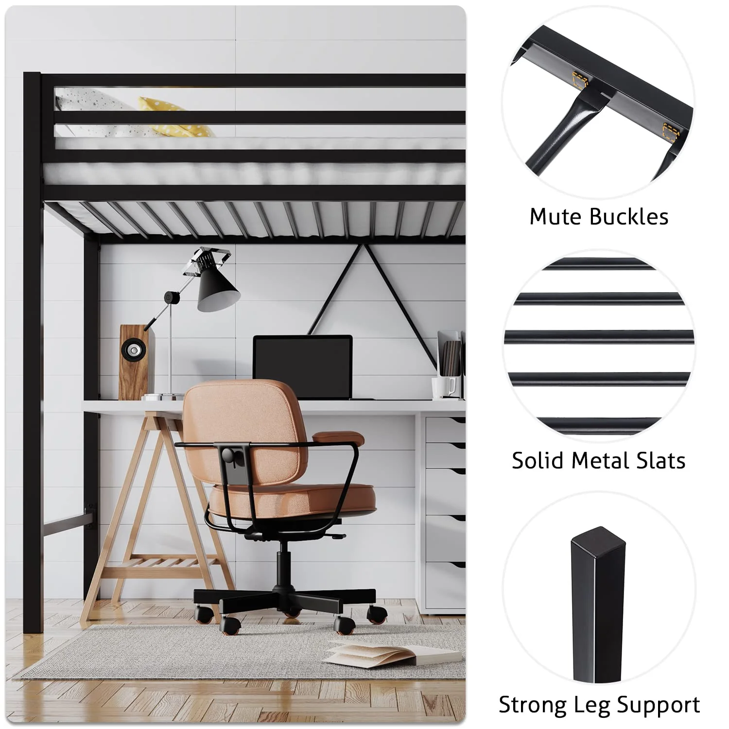 SHA CERLIN Junior Loft Bed Twin Size, Heavy Duty Twin Bed Frame