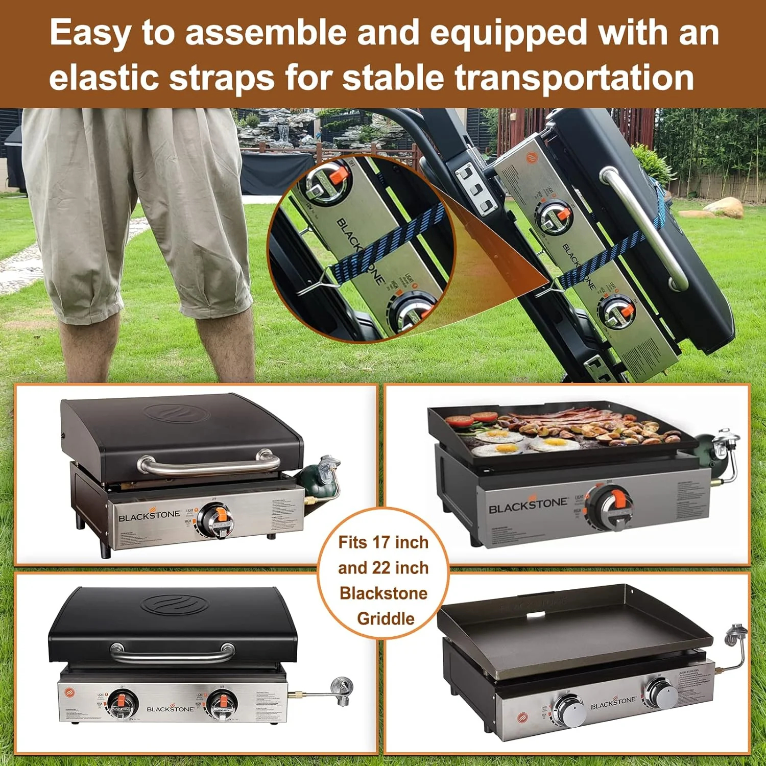 Versatile Grill Cart for Weber Q1000/Q2000 & Blackstone 17/22, Durable & Convenient