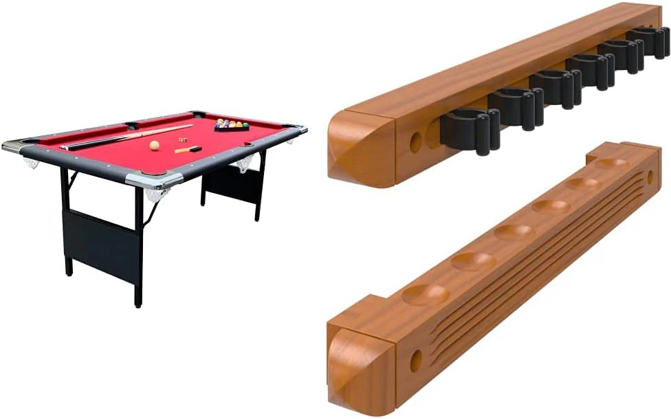 Hathaway Fairmont 6 Ft Portable Pool Table, Adults Folding Billiards Tables for Game Room with Easy Foldable Storage, Includes Full Set of Billiard Balls, Cues, Chalk & Brush