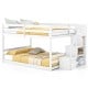 Solid Wood Full Over Full Low Bunk Bed with Storage Stairs