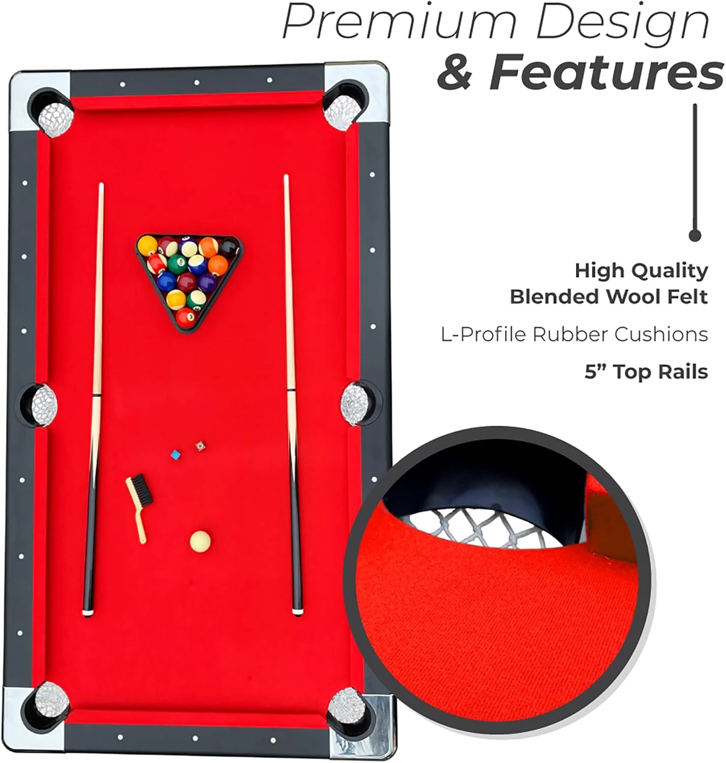 Hathaway Fairmont 6 Ft Portable Pool Table, Adults Folding Billiards Tables for Game Room with Easy Foldable Storage, Includes Full Set of Billiard Balls, Cues, Chalk & Brush