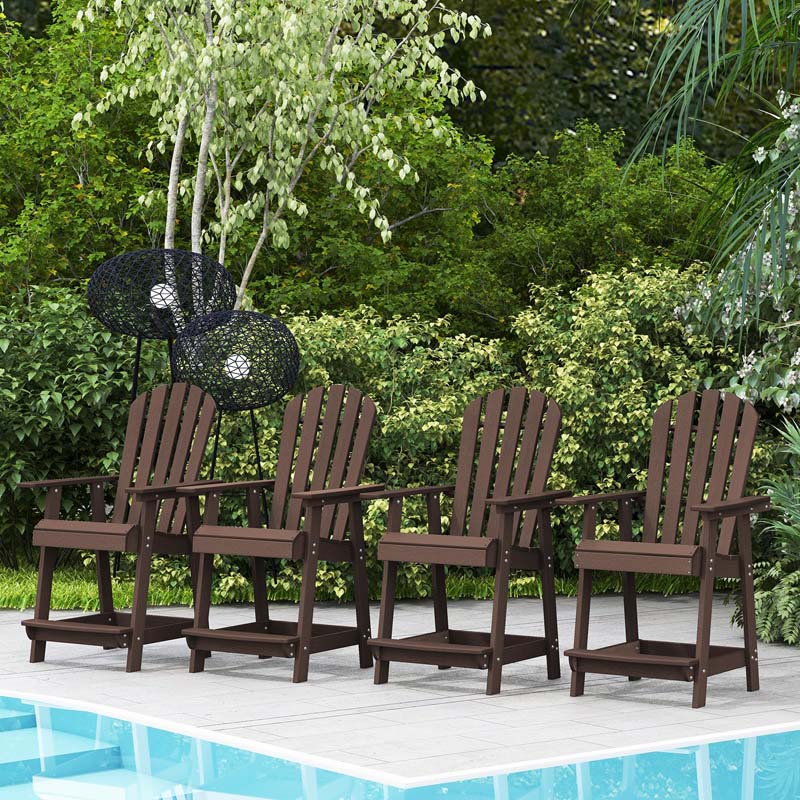 Outdoor HDPE Tall Adirondack Chair with Armrest & Footrest, Weather Resistant 47