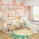 Twin Over Twin House Bunk Bed with Slide and Ladder