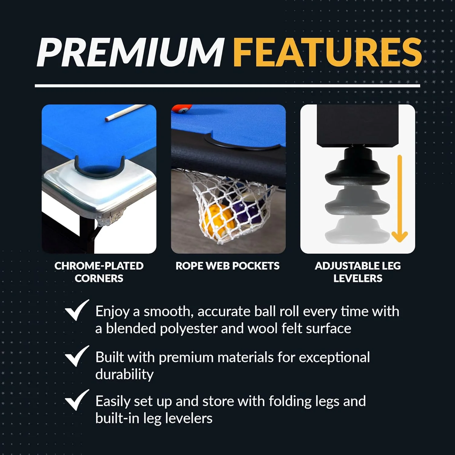 Hathaway Fairmont 6 Ft Portable Pool Table, Adults Folding Billiards Tables for Game Room with Easy Foldable Storage, Includes Full Set of Billiard Balls, Cues, Chalk & Brush