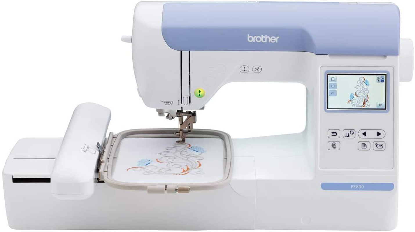 Brother PE800 Computerized Embroidery Machine, 5???x7??? Area, LCD Screen, 138 Designs, 11 Fonts, USB Port