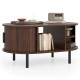 Oval Coffee Table with Open Compartment and Sector Shelves