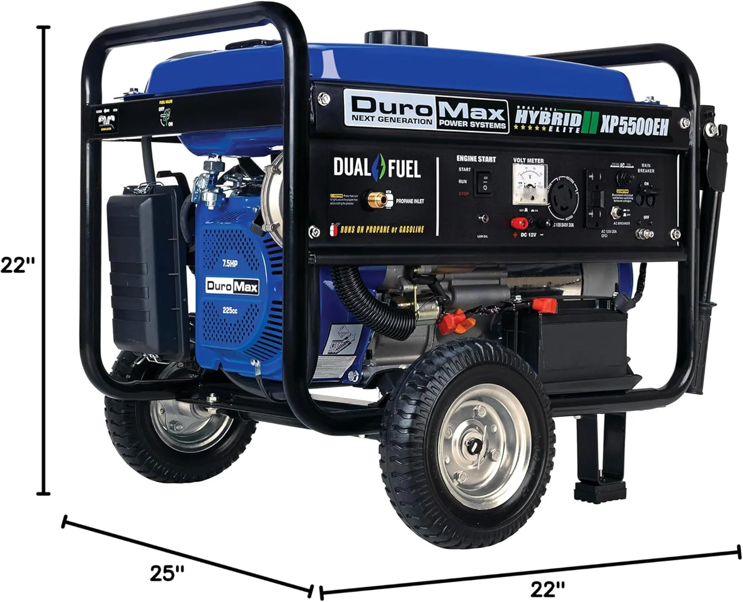 DuroMax XP13000EH 13,000-Watt Dual Fuel Portable Generator - Gas & Propane, Electric Start, Whole Home Backup Power, Transfer Switch Ready, RV & Emergency Ready