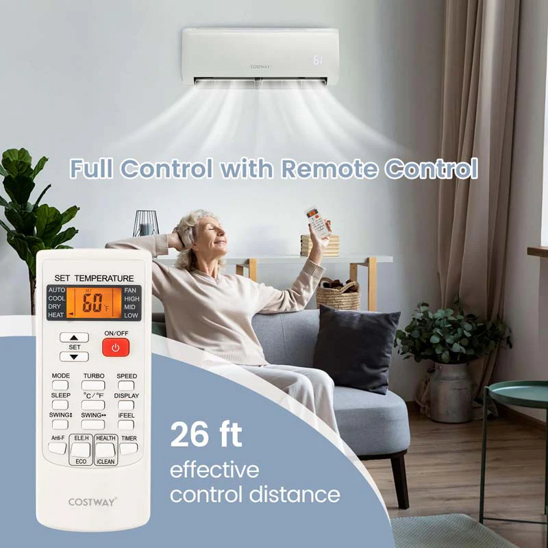 18000 BTU 21 SEER2 Mini Split Air Conditioner & Heater Ductless Inverter System, 208-230V Wall-Mounted AC Unit with Heat Pump