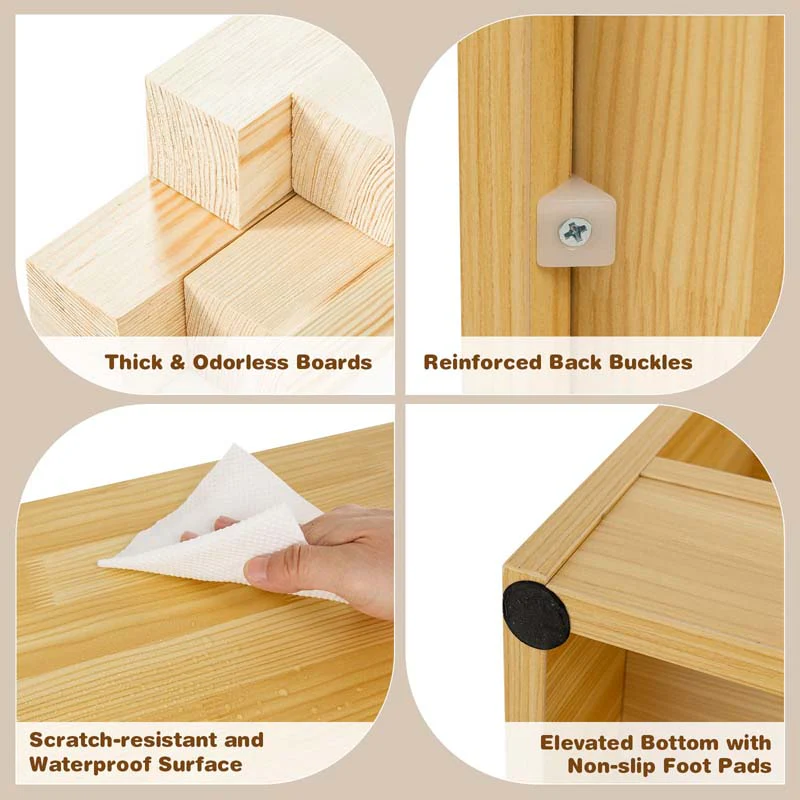 2-Shelf Kids Bookcase 5-Cube Wood Toy Storage Cabinet Organizer for Classroom, Playroom, Nursery, Kindergarten