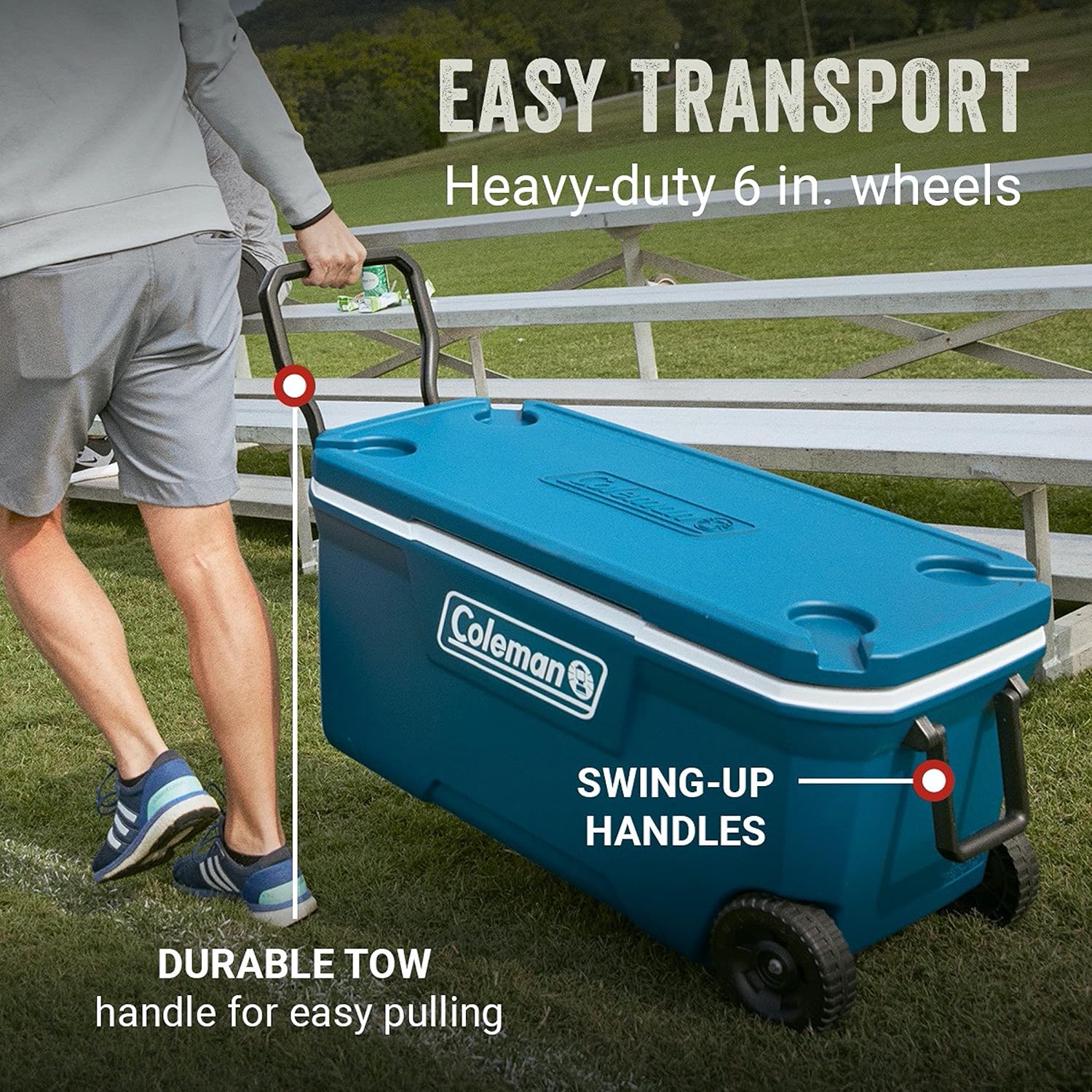 Coleman Classic Series Insulated Portable Wheeled Cooler, Leak-Resistant Outdoor Hard Cooler Keeps Ice up to 5 Days, 100-Quart