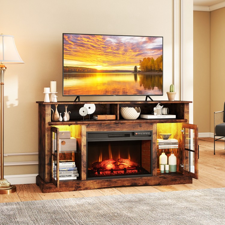 Fireplace TV Stand with Remote Controls and Thermostat for TVs Up to 50 Inch