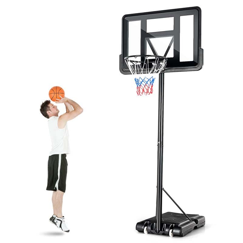 Portable Basketball Hoop Outdoor, 4.5-10FT Height Adjustable Basketball Goal System with 44