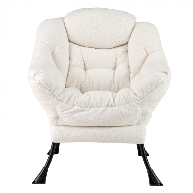 Sherpa Upholstered Accent Chair with Cozy Head Pillow