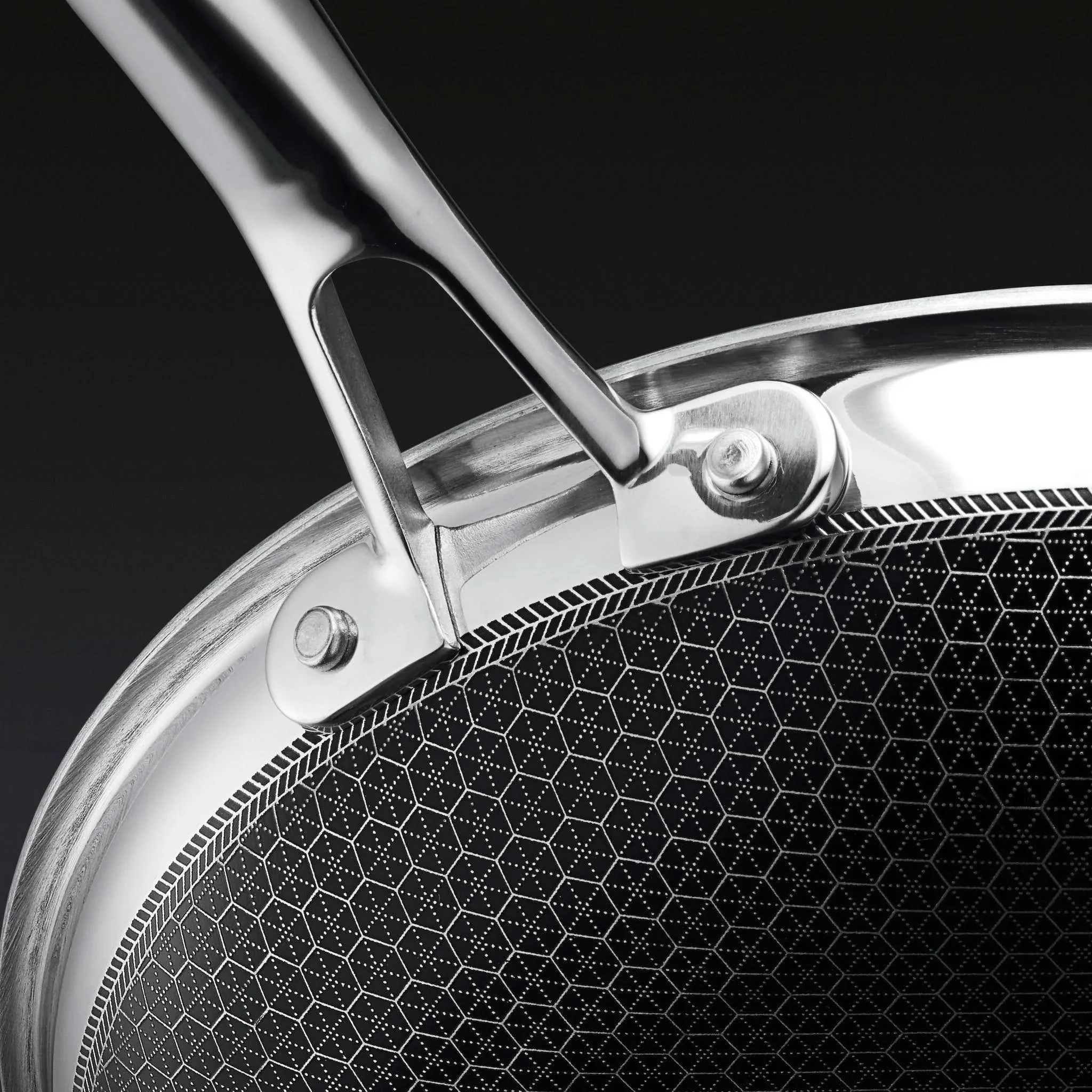 HexClad 6 Piece Hybrid Stainless Steel Cookware Pan Set 8 inch, 10 inch, 12 inch with Glass Lids, Size: One size, Black