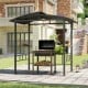 Hardtop Grill Gazebo with Vented Polycarbonate Roof Side Shelves