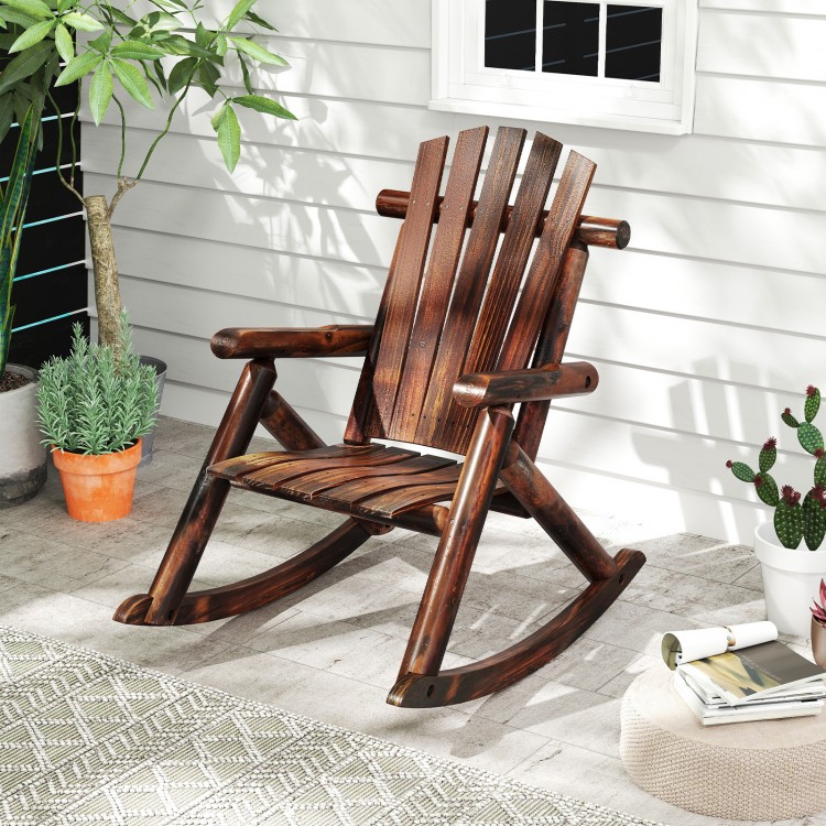 Outdoor Adirondack Rocking Chair for Adults Solid Wood Porch Rocker