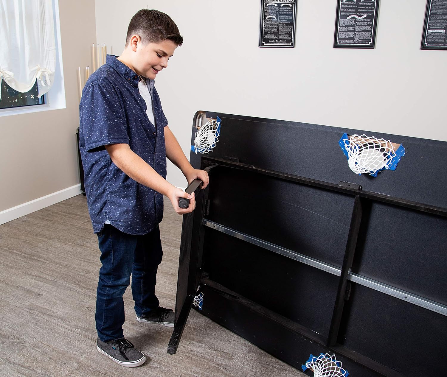 Hathaway Fairmont 6 Ft Portable Pool Table, Adults Folding Billiards Tables for Game Room with Easy Foldable Storage, Includes Full Set of Billiard Balls, Cues, Chalk & Brush