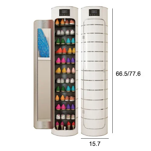 Large-capacity multi-layer rotating disinfection shoe cabinet [with mirror + deodorizer]