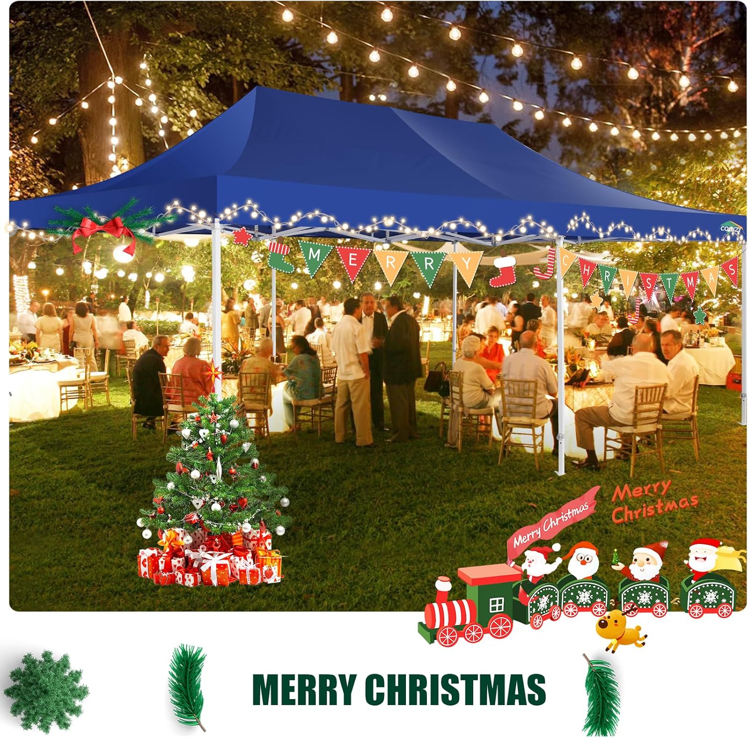 COBIZI 10x20 Heavy Duty Pop up Canopy Tent with 6 sidewalls Easy Up Commercial Outdoor Canopy Wedding Party Tents for Parties All Season Wind & Waterproof Gazebo with Roller Bag,Black(Frame Thickened)