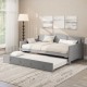 Twin Size Daybed with Trundle and Slats Support on Wheels