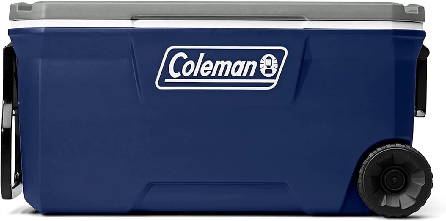 Coleman Classic Series Insulated Portable Wheeled Cooler, Leak-Resistant Outdoor Hard Cooler Keeps Ice up to 5 Days, 100-Quart