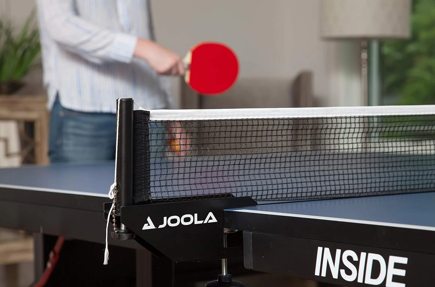 JOOLA Inside Professional MDF Indoor Ping Pong Table with Quick Clamp Table Tennis Net and Post Set - 10 Minute Easy Assembly - Tournament Quality - Foldable with Single Player Playback Mode