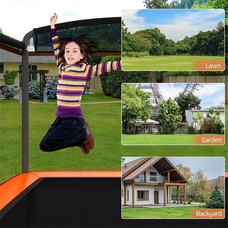 6FT Kids Trampoline with Swing, Safety Enclosure, ASTM Approved Rectangle Recreational Trampoline for 3-8 Years Indoor/Outdoor, Max Load 220lbs