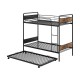 Twin Over Twin Bunk Bed with Trundle with Ladder and Full-length Guardrails