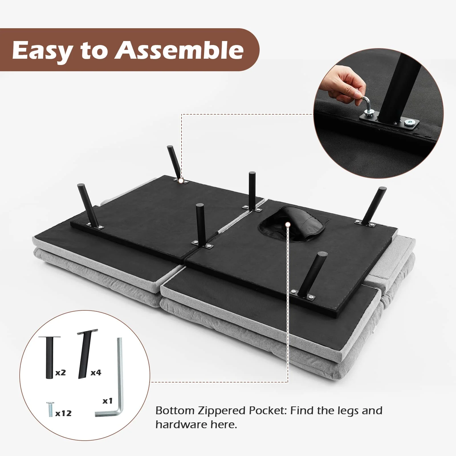 Giantex Convertible Sofa Bed, Memory Foam Futon Couch Bed