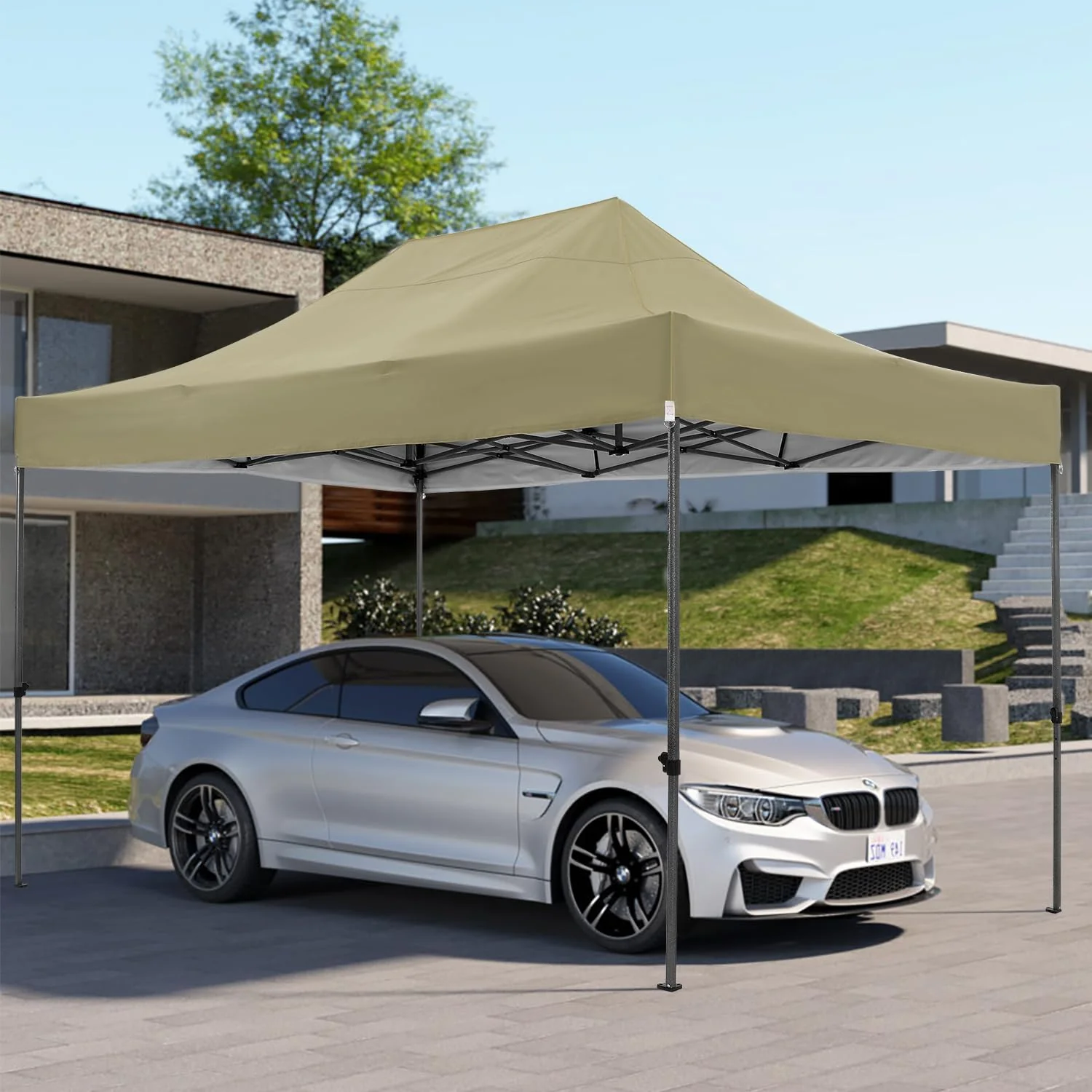 COBIZI 10x20 Heavy Duty Pop up Canopy Tent with 6 sidewalls Easy Up Commercial Outdoor Canopy Wedding Party Tents for Parties All Season Wind & Waterproof Gazebo with Roller Bag,Black(Frame Thickened)