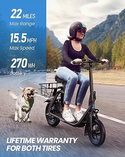 Electric Scooter with Seat, 450W Powerful Motor up to 22 Miles Range