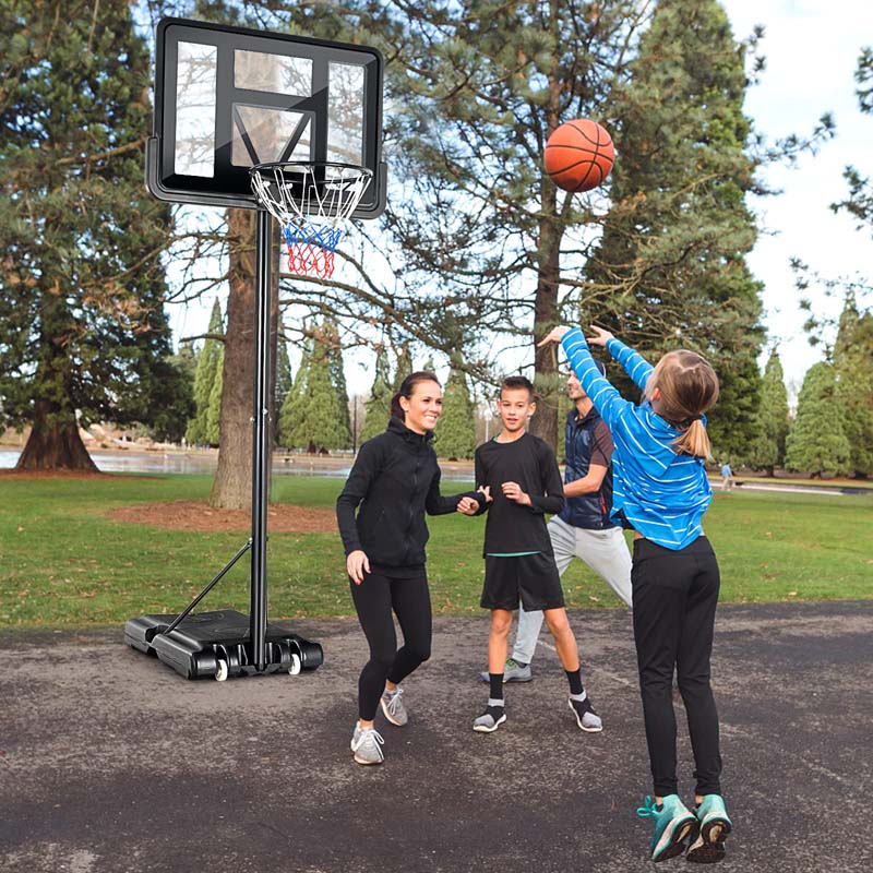 Portable Basketball Hoop Outdoor, 4.5-10FT Height Adjustable Basketball Goal System with 44
