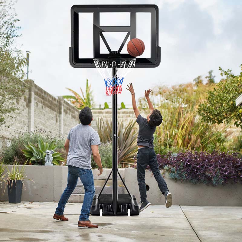 Portable Basketball Hoop Outdoor, 4.5-10FT Height Adjustable Basketball Goal System with 44