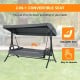 3-Seat Patio Outdoor Swing with Adjustable Tilt Canopy