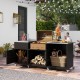 Outdoor Grill Table with Sink and Drainage Heavy Duty Metal Grill Cart