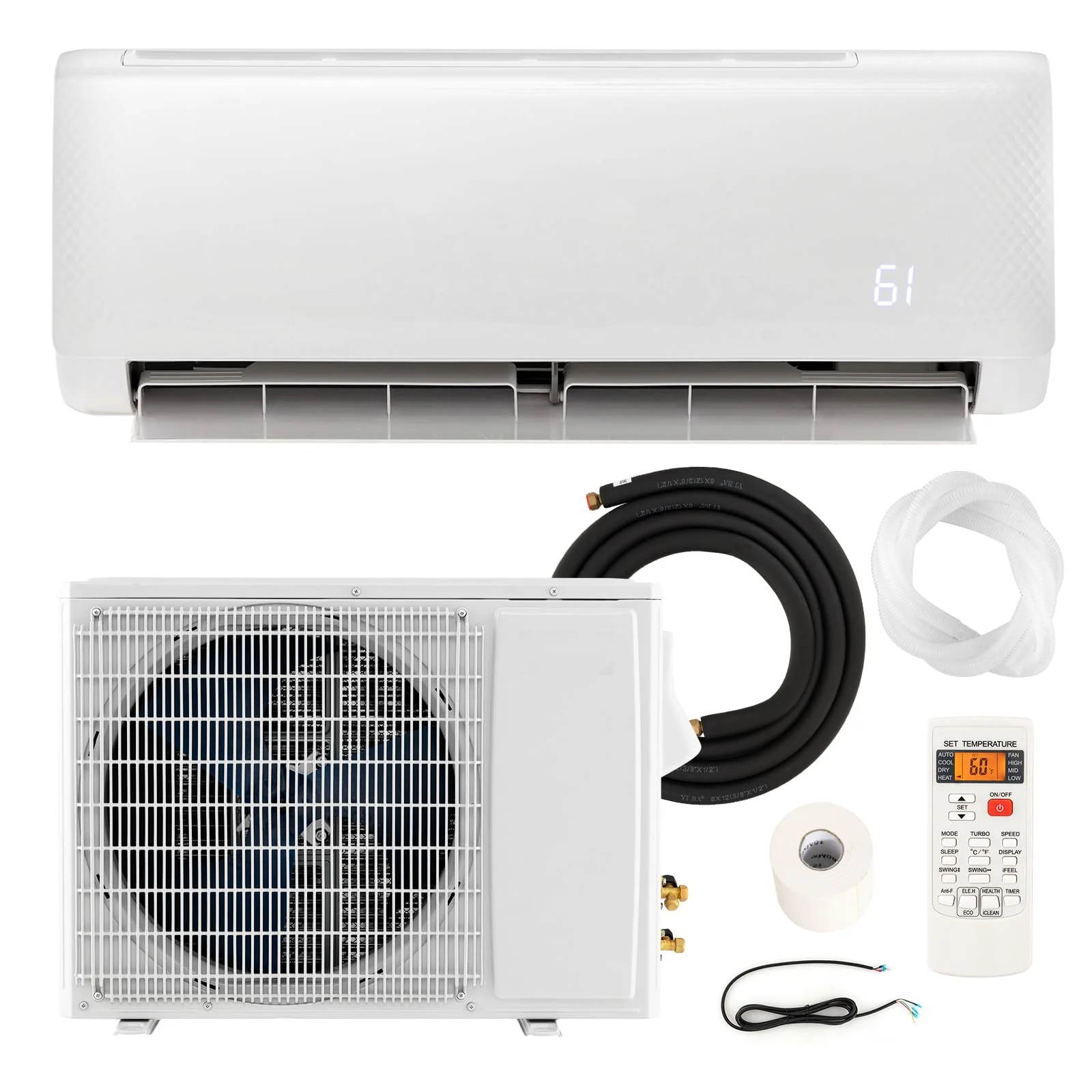 18000 BTU 21 SEER2 Mini Split Air Conditioner & Heater Ductless Inverter System, 208-230V Wall-Mounted AC Unit with Heat Pump