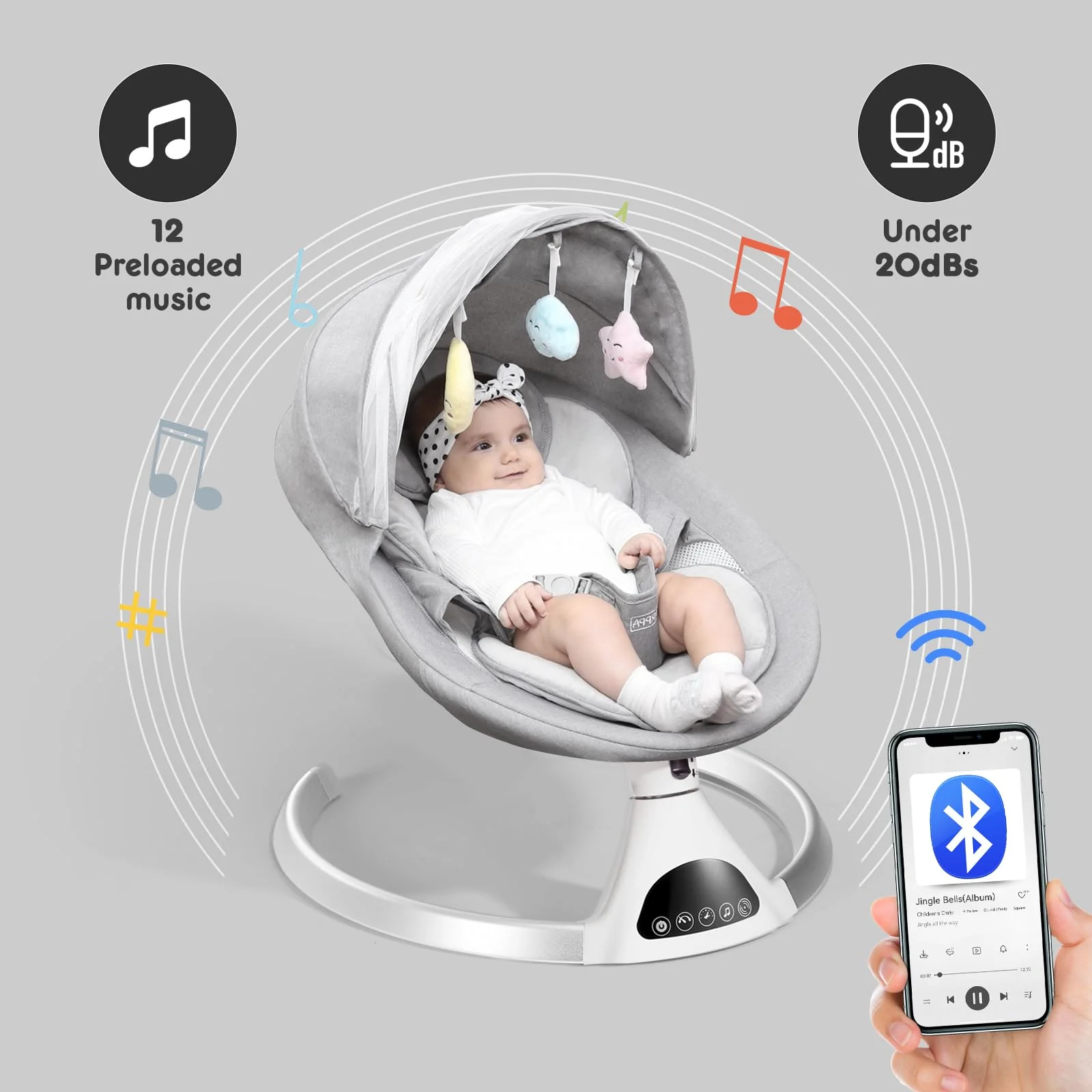 HARPPA Electric Baby Swing for Infants to Toddler with 5 Speed