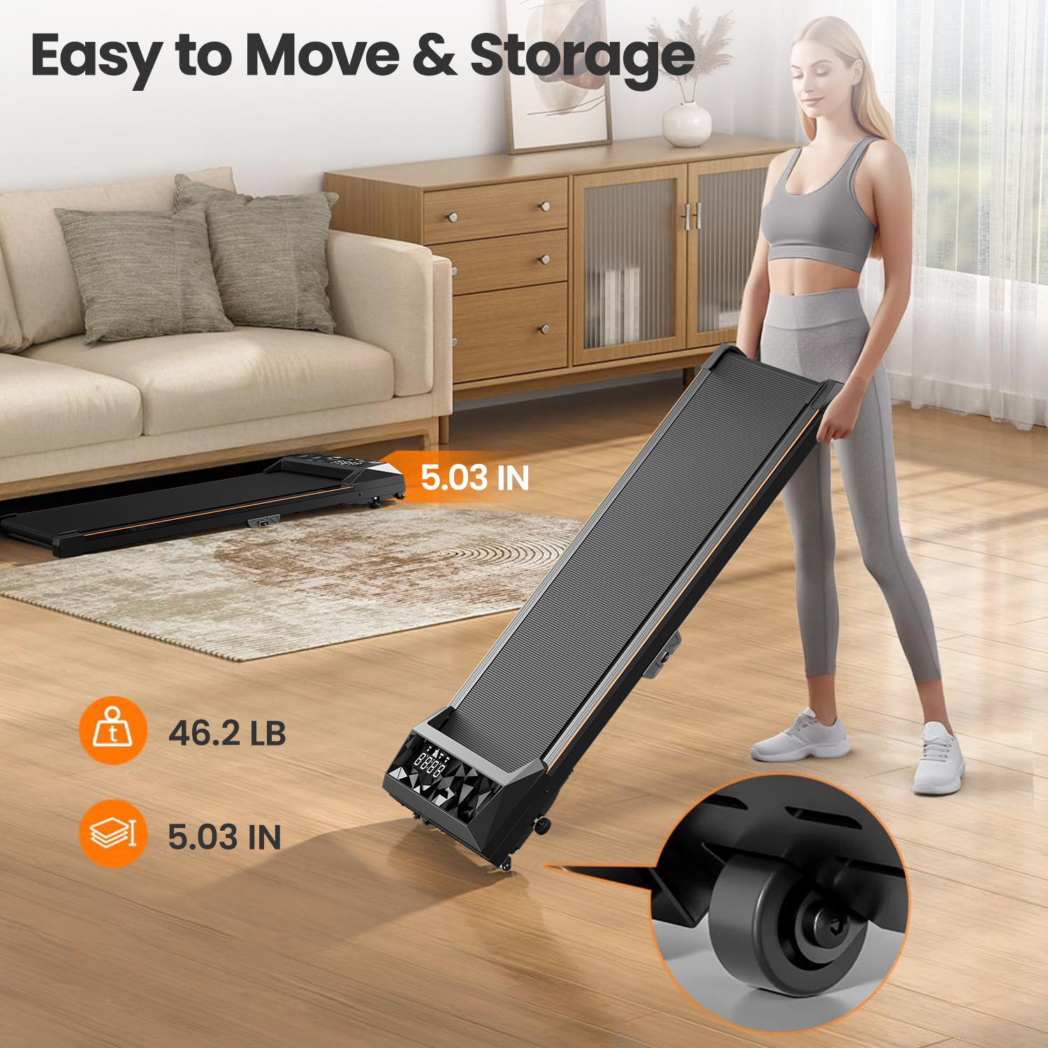 CoolHut Walking Pad, Under Desk Treadmill, 4-in-1 Home/Office Treadmill, No Installation, Low Noise, LED Display, 265 lb. Capacity with Remote Control