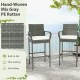 All Weather PE Rattan Bar Chairs Set of 4 with Armrests and Seat Cushions for Porch Backyard