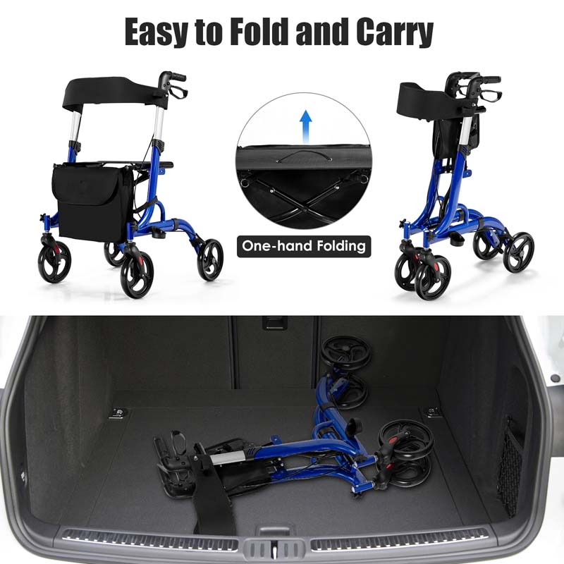 2 in 1 Folding Rollator Walker with Seat & 8