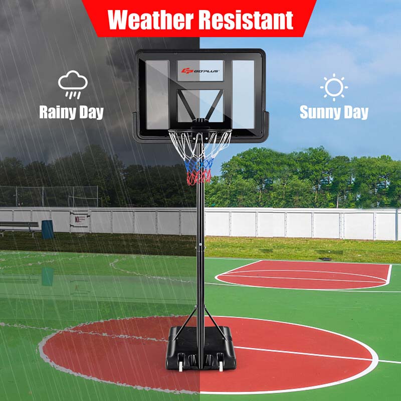 Portable Basketball Hoop Outdoor, 4.5-10FT Height Adjustable Basketball Goal System with 44