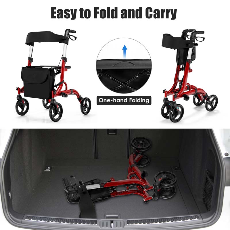 2 in 1 Folding Rollator Walker with Seat & 8