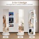 360-Degree Swivel Jewelry Cabinet Armoire with Full Length Mirror and Coat Rack