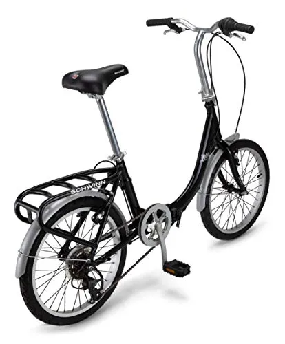 Schwinn Loop 7-Speed Folding Bike, 20′′ Wheels, Step-Through Frame, Rear Cargo Rack, Lightweight for Adults