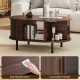 Oval Coffee Table with Open Compartment and Sector Shelves