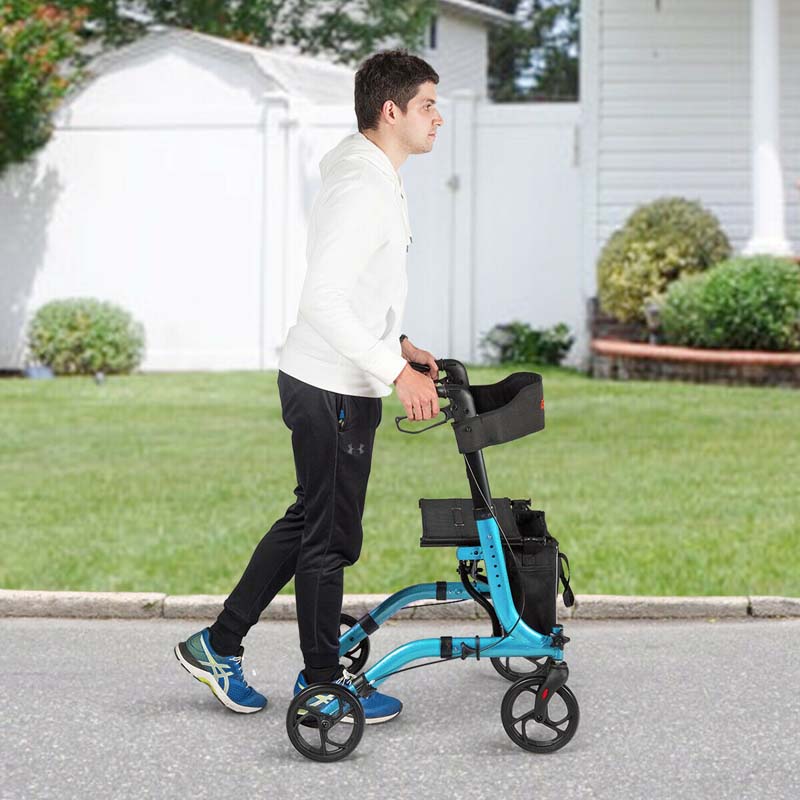Folding Rollator Walker with Seat & Storage Bag, Lightweight Medical Walker Rolling Mobility Walking Aid